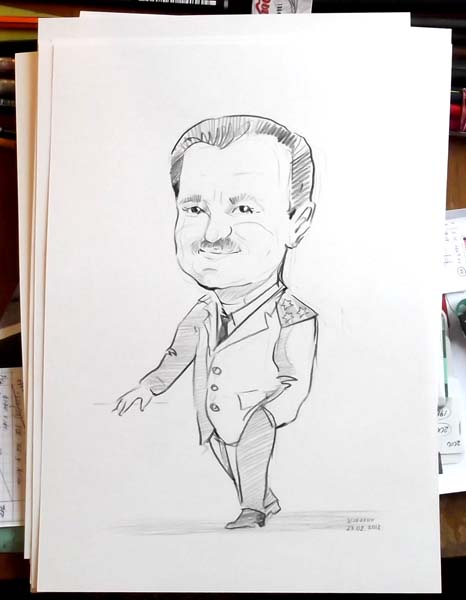 шаржист на свадьбу Минск шарж по фото полковник рука в кармане