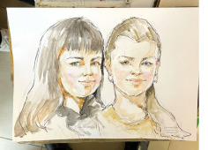  Темная Елизавета и светлая Татьяна-приятное сочетание, Михаил Шабалин, шаржист Минск, шаржист на мероприятие